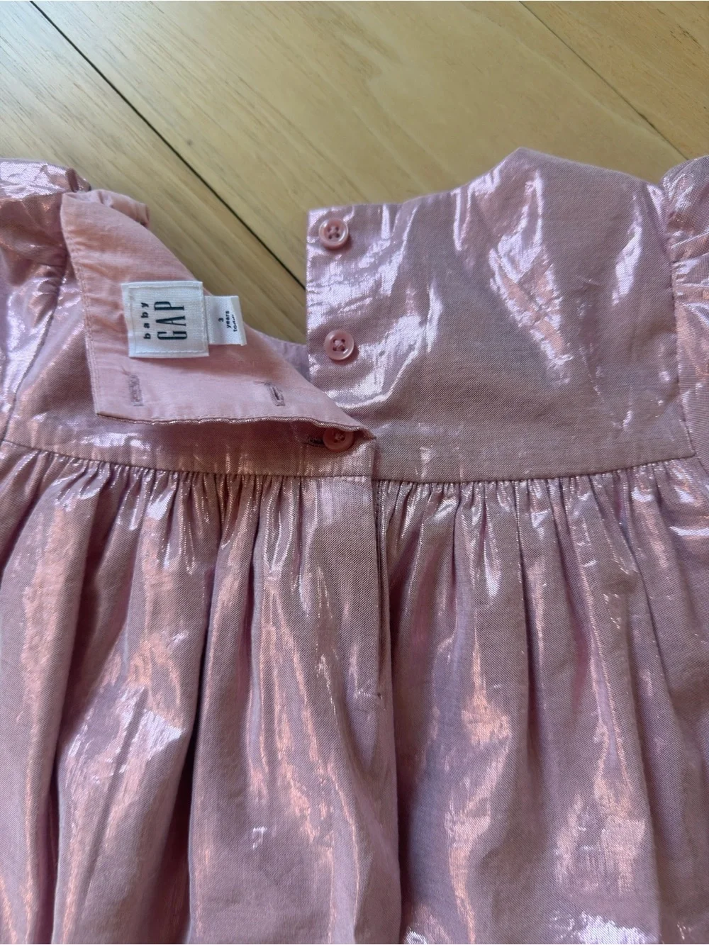 GAP Shimmery Pink Bow-Front Casual Dress